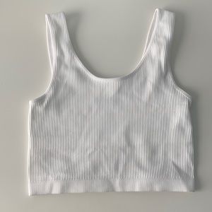 white ripped workout top